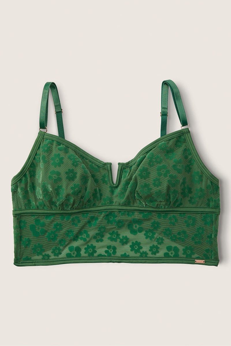 Victoria\'s Secret Flocked Mesh Bralette Groen | 80627-OGHU