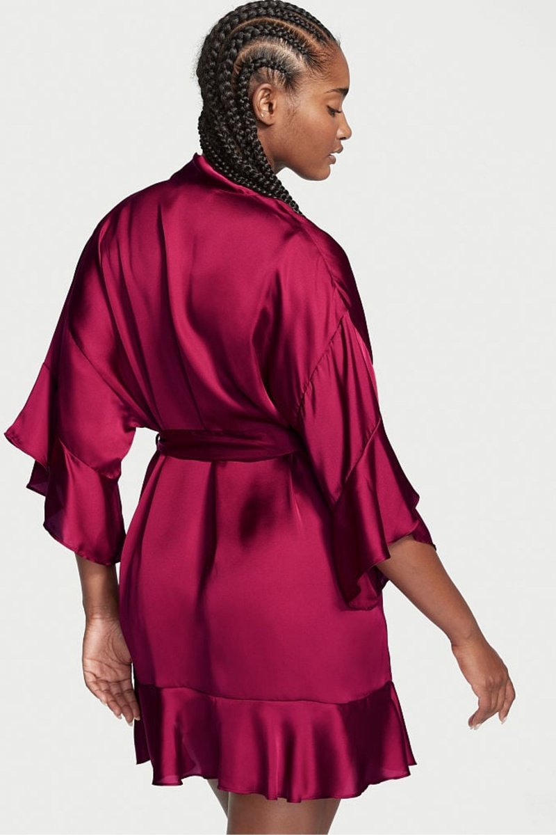 Victoria's Secret Flounce Satin Robe Rood | 51963-PMZQ