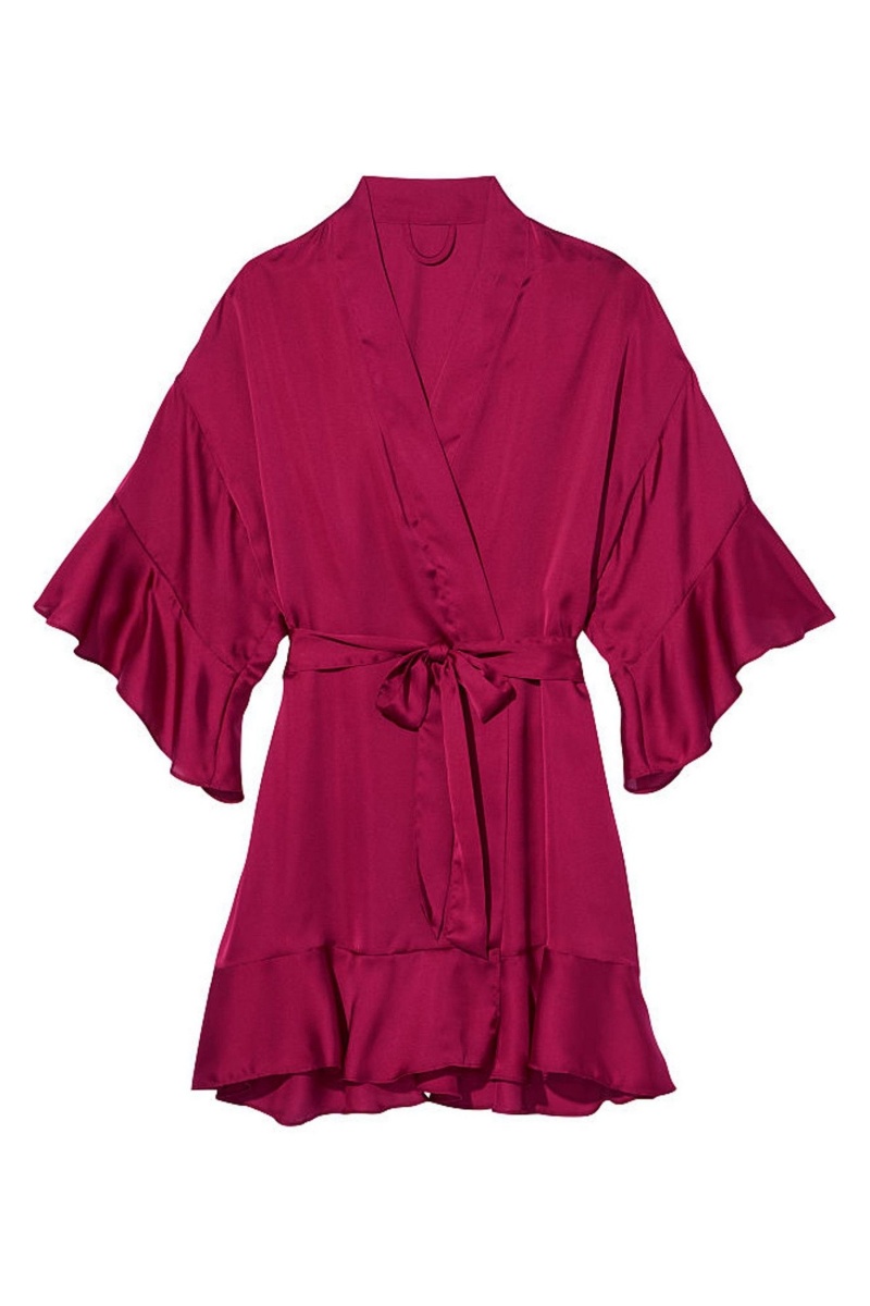 Victoria's Secret Flounce Satin Robe Rood | 51963-PMZQ