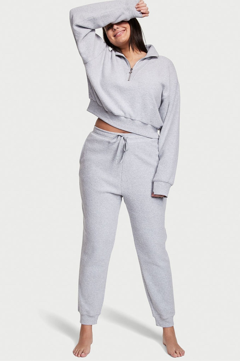 Victoria's Secret Half Zip High Neck Lounge Sweatshirt Grijs | 05849-WHGP