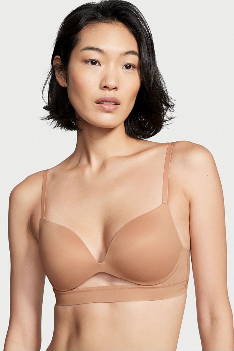 Victoria\'s Secret Incredible Smooth Non Wired Push Up Bra Toasted Sugar Nude | 07346-MXCD