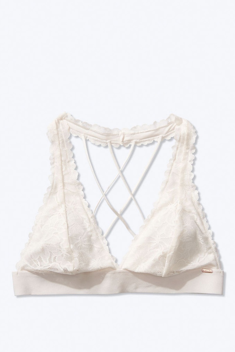 Victoria's Secret Kanten Bandjes Back Halterneck Bralette Wit | 53219-PBTW