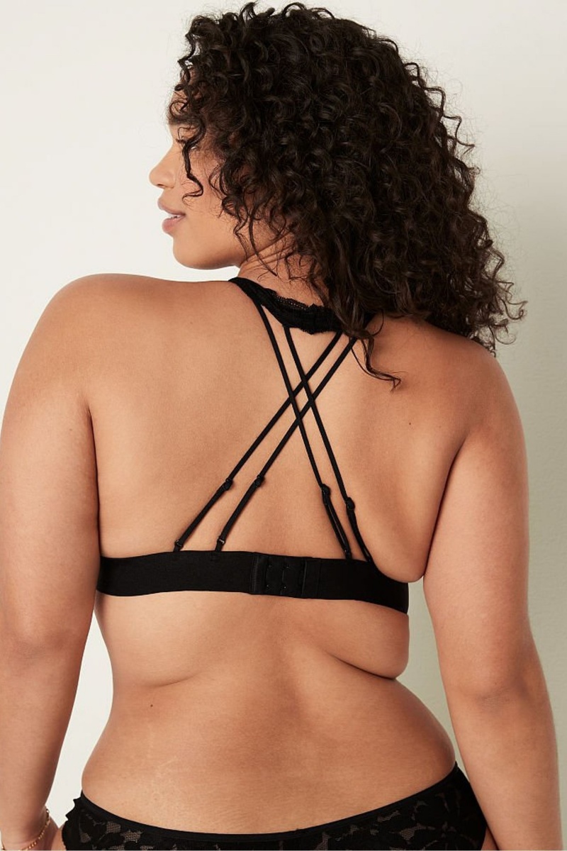 Victoria's Secret Kanten Bandjes Back Halterneck Bralette Zwart | 92586-QFMN