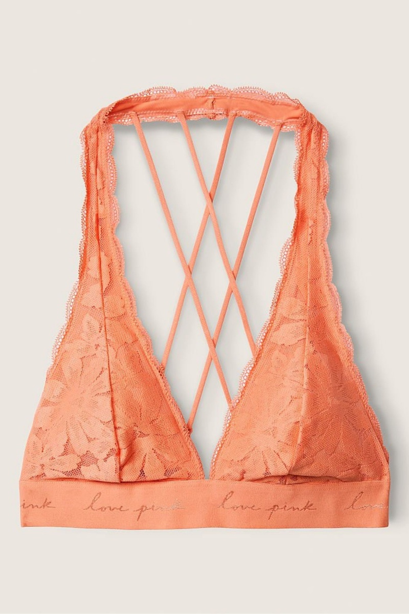 Victoria's Secret Kanten Bandjes Back Halterneck Bralette Koraal Room Oranje | 65214-MGRW