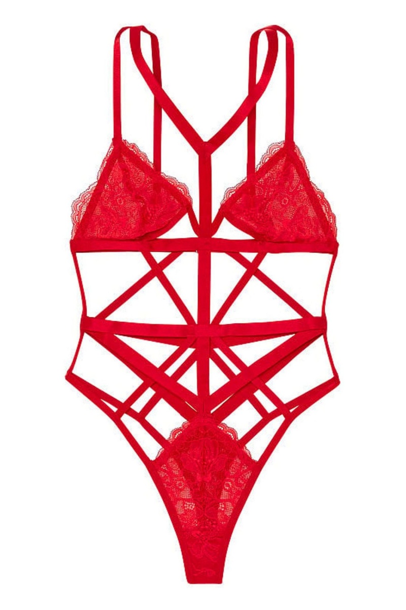 Victoria's Secret Kanten Bandjes Bodysuit Zwart | 54620-AOGY