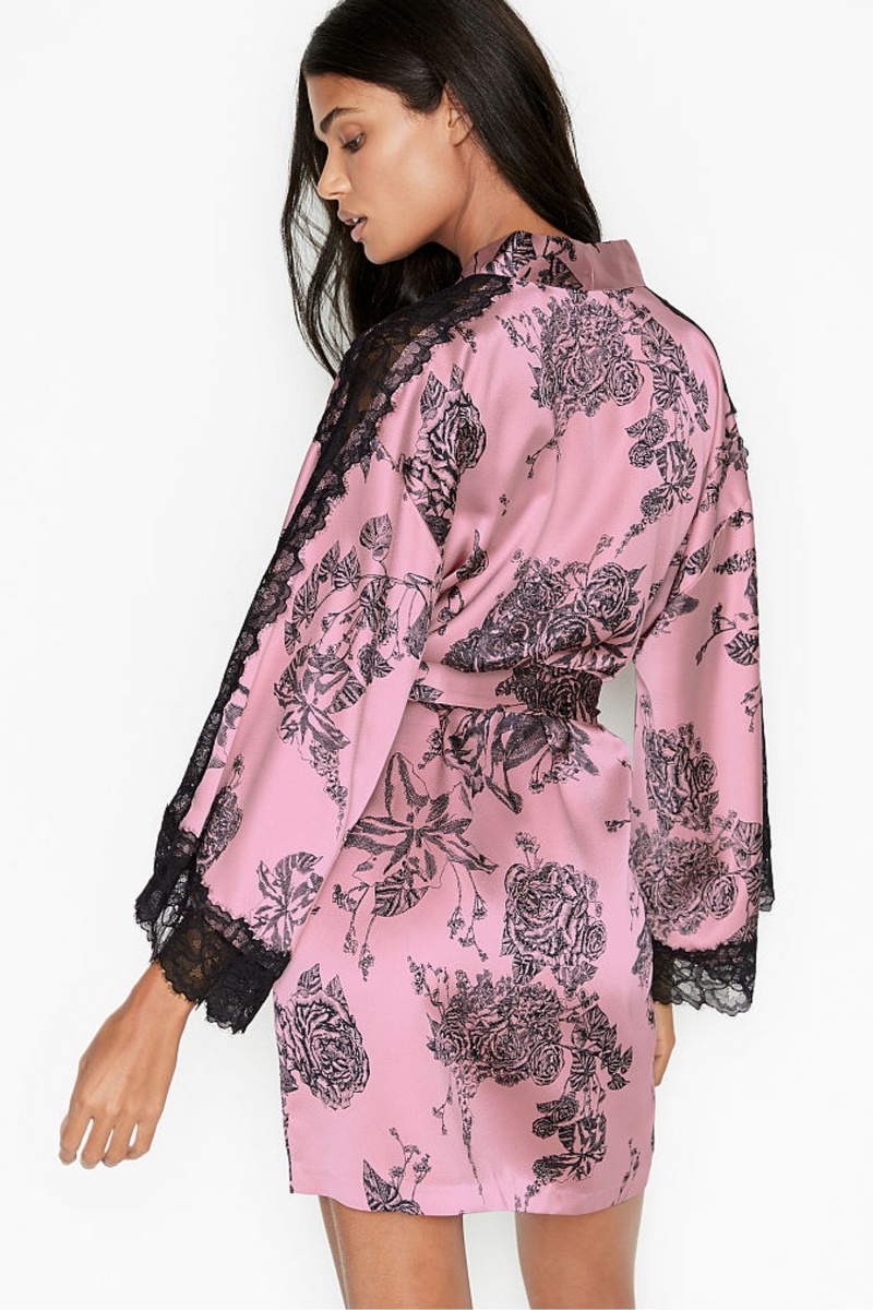 Victoria's Secret Kanten Inset Kimono Robe Zwart | 41532-WJGV