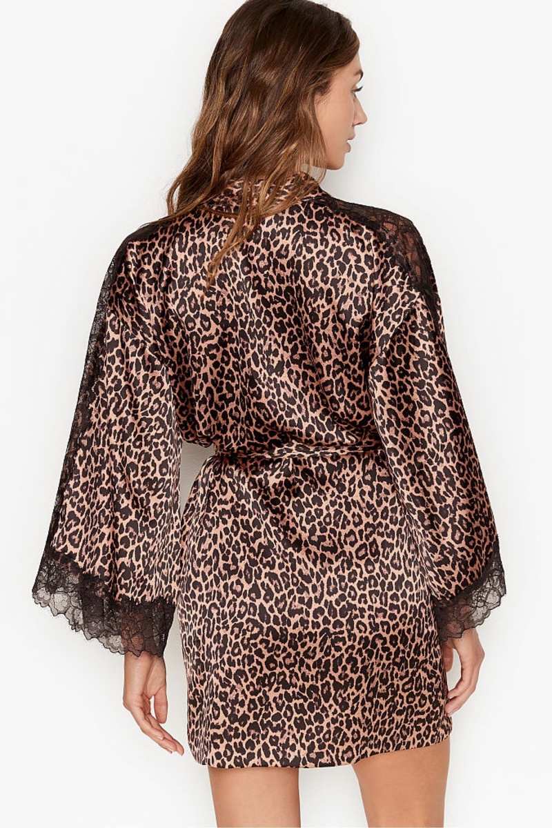 Victoria's Secret Kanten Inset Kimono Robe Zwart | 01692-RYHD