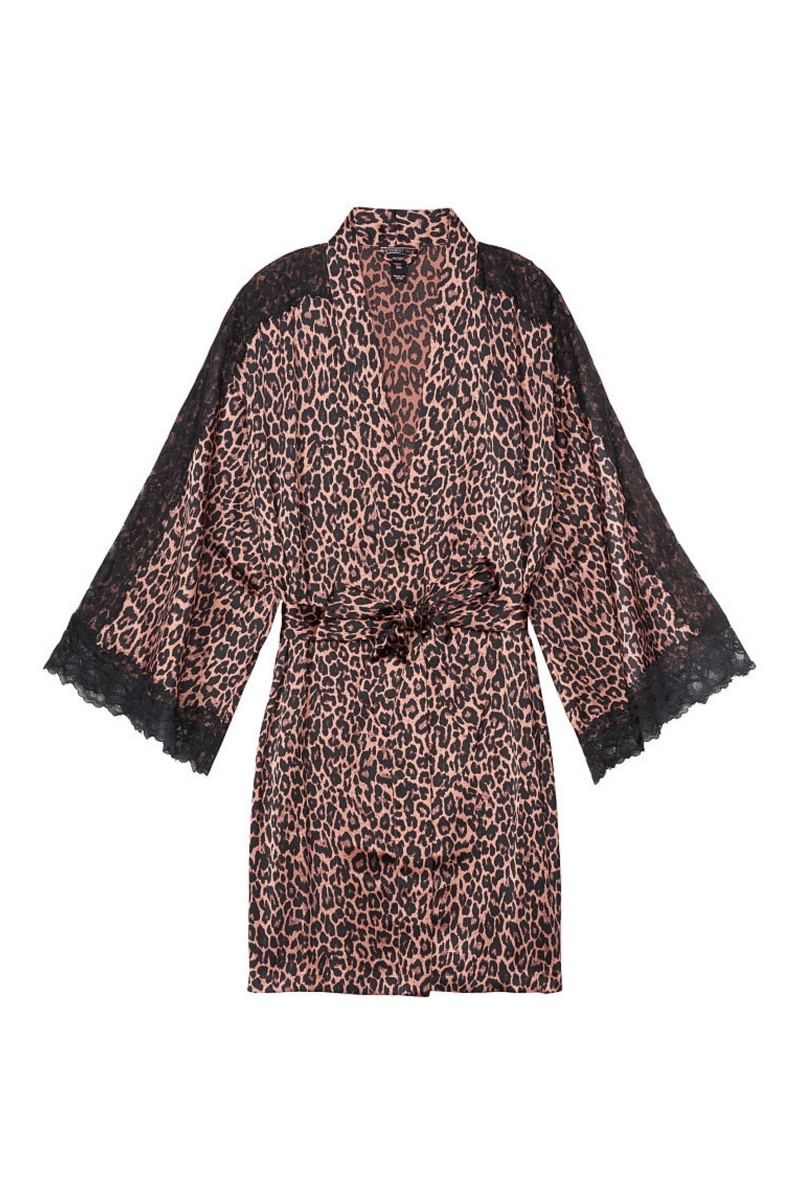 Victoria's Secret Kanten Inset Kimono Robe Zwart | 01692-RYHD