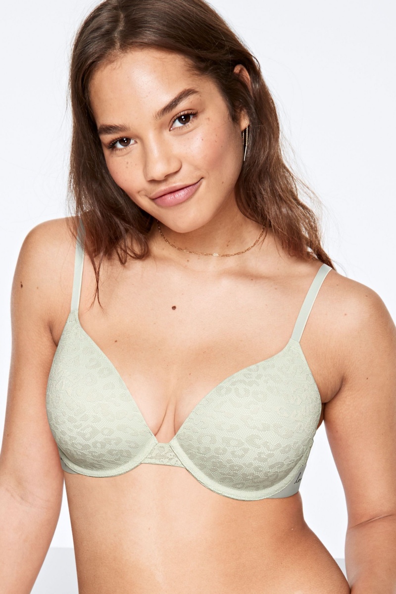 Victoria\'s Secret Kanten Lightly Gevoerde T-Shirt Bra Blauw | 98062-PBTK