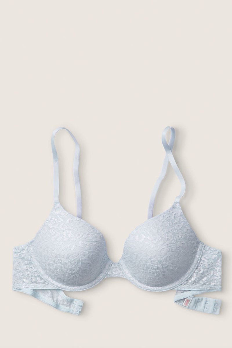 Victoria's Secret Kanten Lightly Gevoerde T-Shirt Bra Blauw | 56389-RXCU