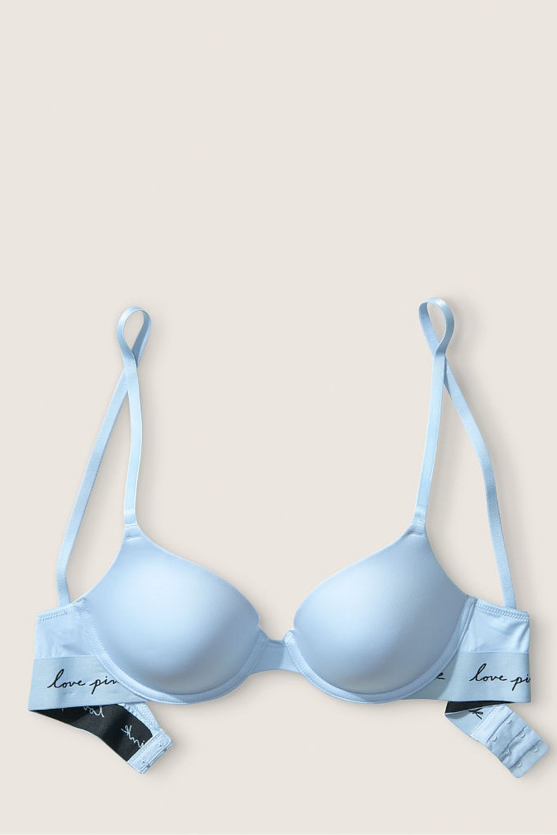 Victoria's Secret Kanten Lightly Gevoerde T-Shirt Bra Blauw | 70146-VIEB