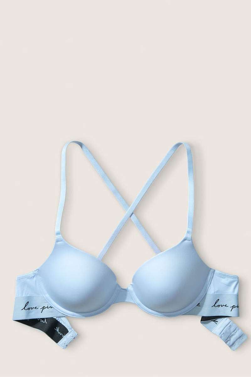 Victoria's Secret Kanten Lightly Gevoerde T-Shirt Bra Blauw | 70146-VIEB