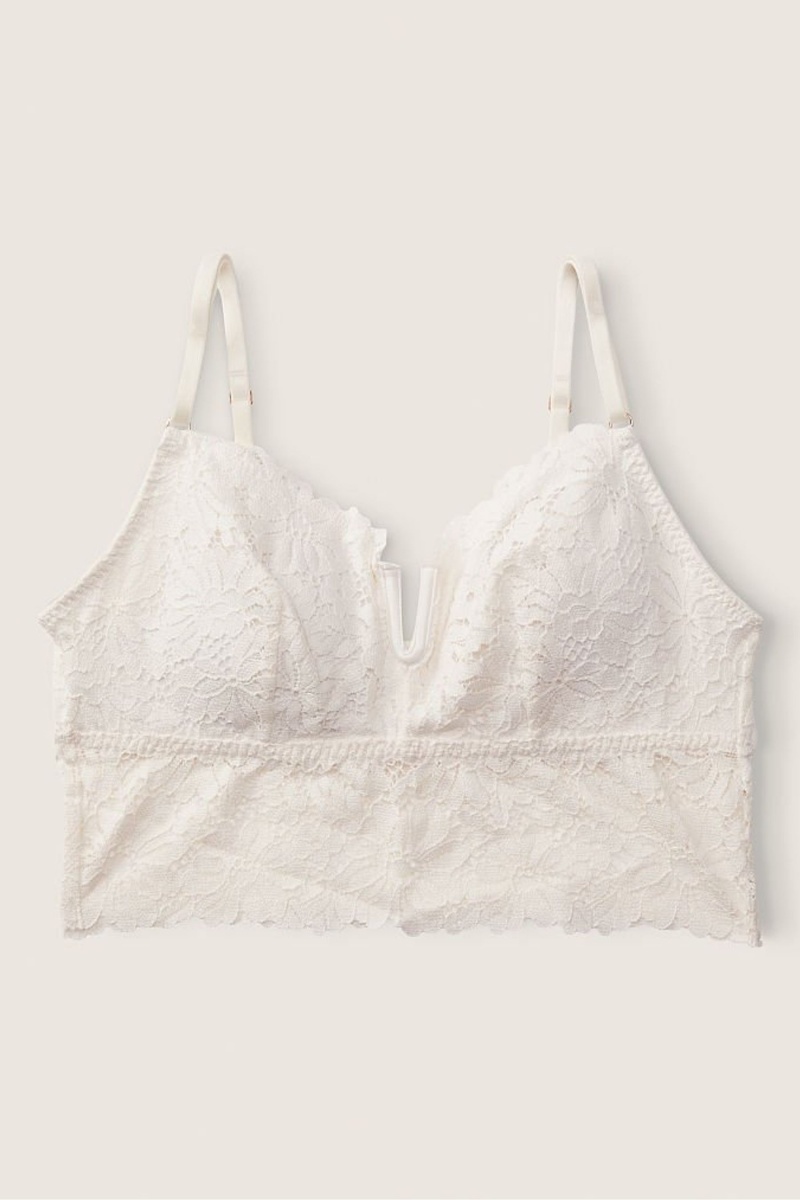 Victoria's Secret Kanten Longline Bralette Wit | 46528-PFEK