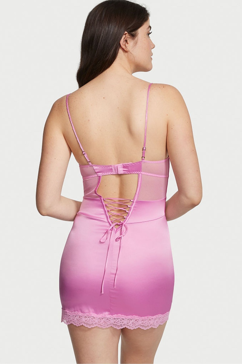 Victoria's Secret Kanten Provocative Slip Jurken Roze | 14078-DNTX