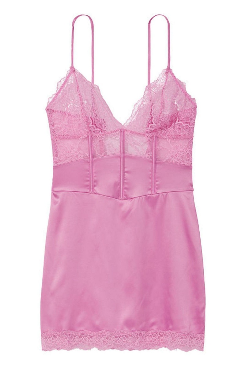 Victoria's Secret Kanten Provocative Slip Jurken Roze | 14078-DNTX