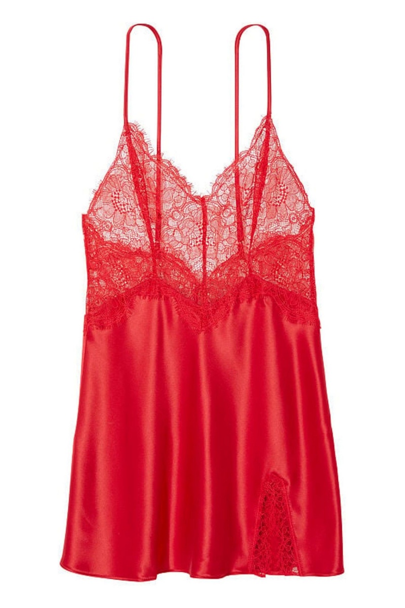 Victoria's Secret Kanten Slit Provocative Slip Rood | 89742-XIAE