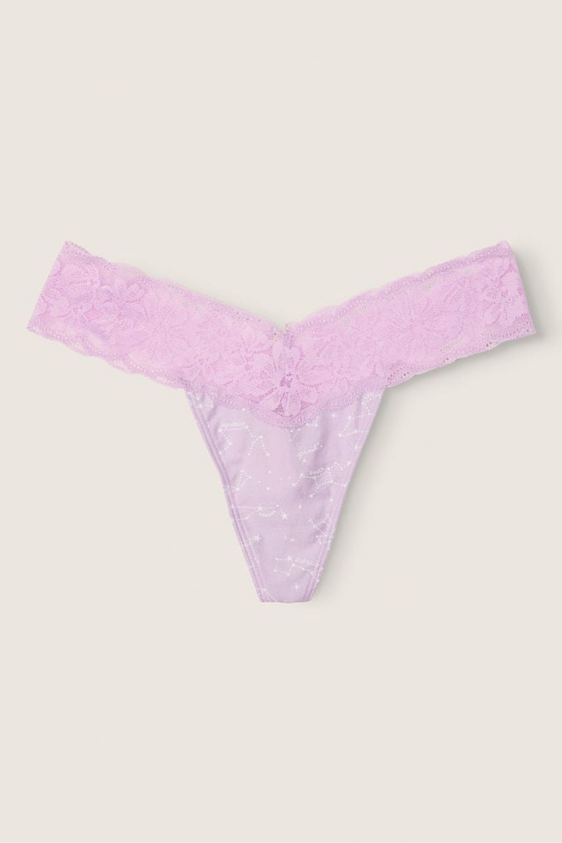 Victoria\'s Secret Kanten Trim String Knickers Paars | 07812-JHGE