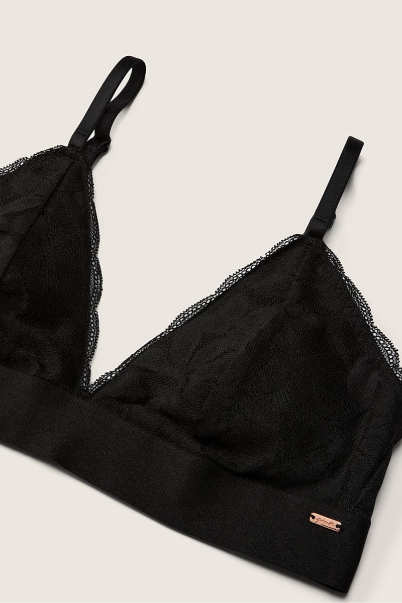 Victoria's Secret Kanten Unlined Triangle Bralette Zwart | 43691-DMCH