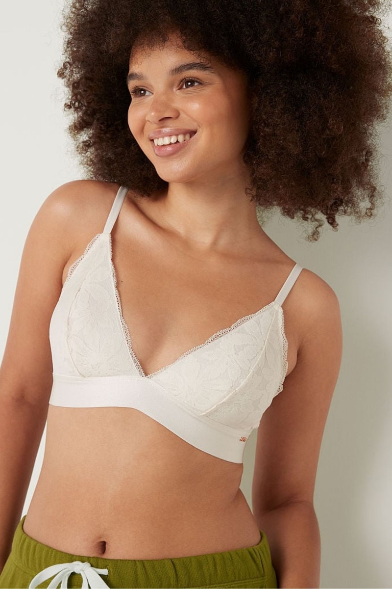 Victoria's Secret Kanten Unlined Triangle Bralette Wit | 23957-RQYN