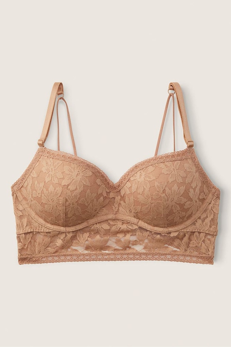 Victoria's Secret Kanten Wired Push Up Bralette Mocha Latte Nude | 17248-CRDZ