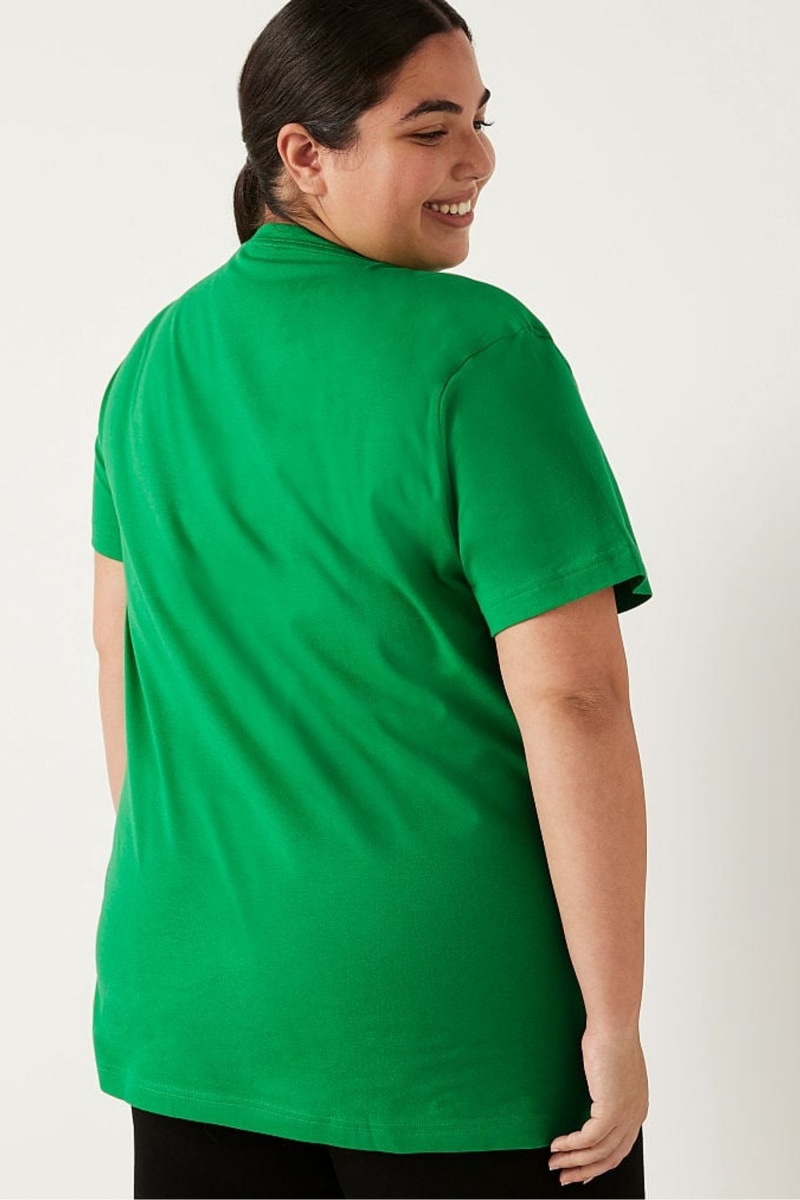 Victoria's Secret Katoenen Kort Sleeve Campus T-Shirt Groen | 10935-IGFC