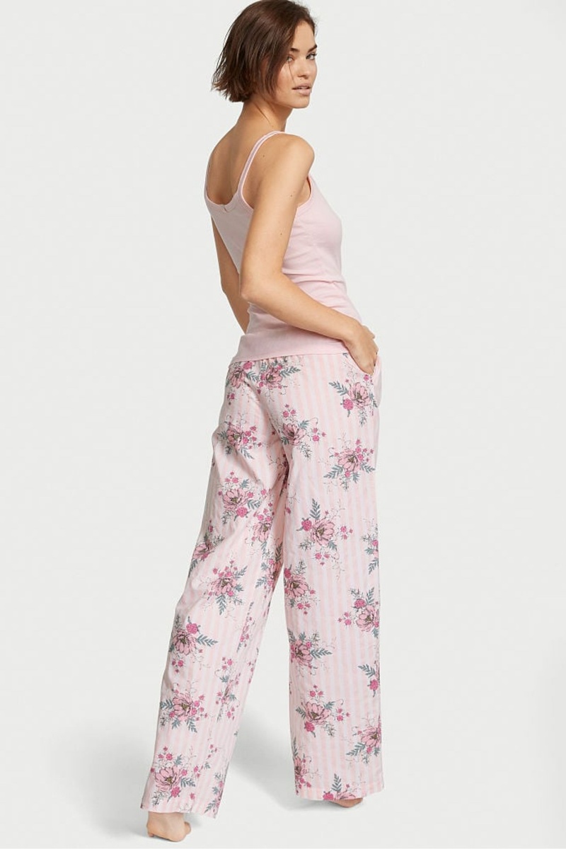 Victoria's Secret Katoenen Long Pyjamas Roze | 76143-APTG