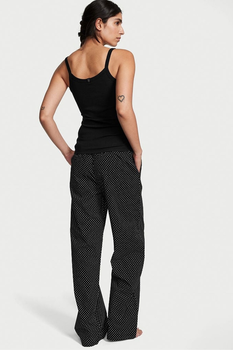 Victoria's Secret Katoenen Long Pyjamas Zwart Wit | 48293-ESPQ