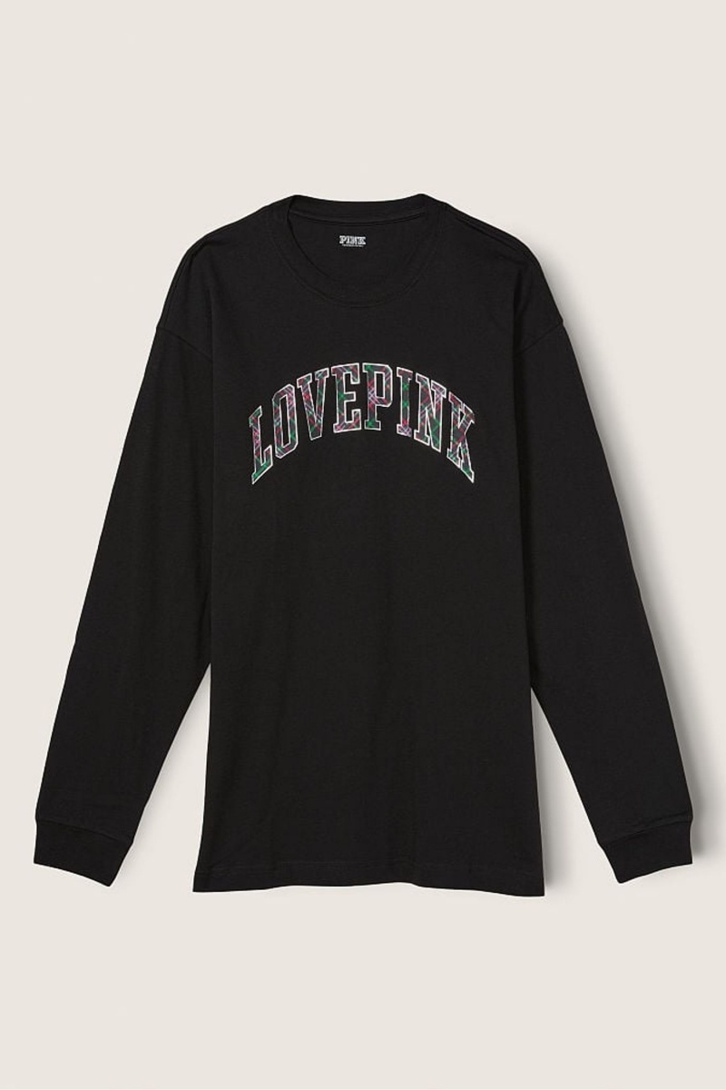 Victoria's Secret Katoenen Long Sleeve Campus T-Shirt Roze | 92650-KQZA