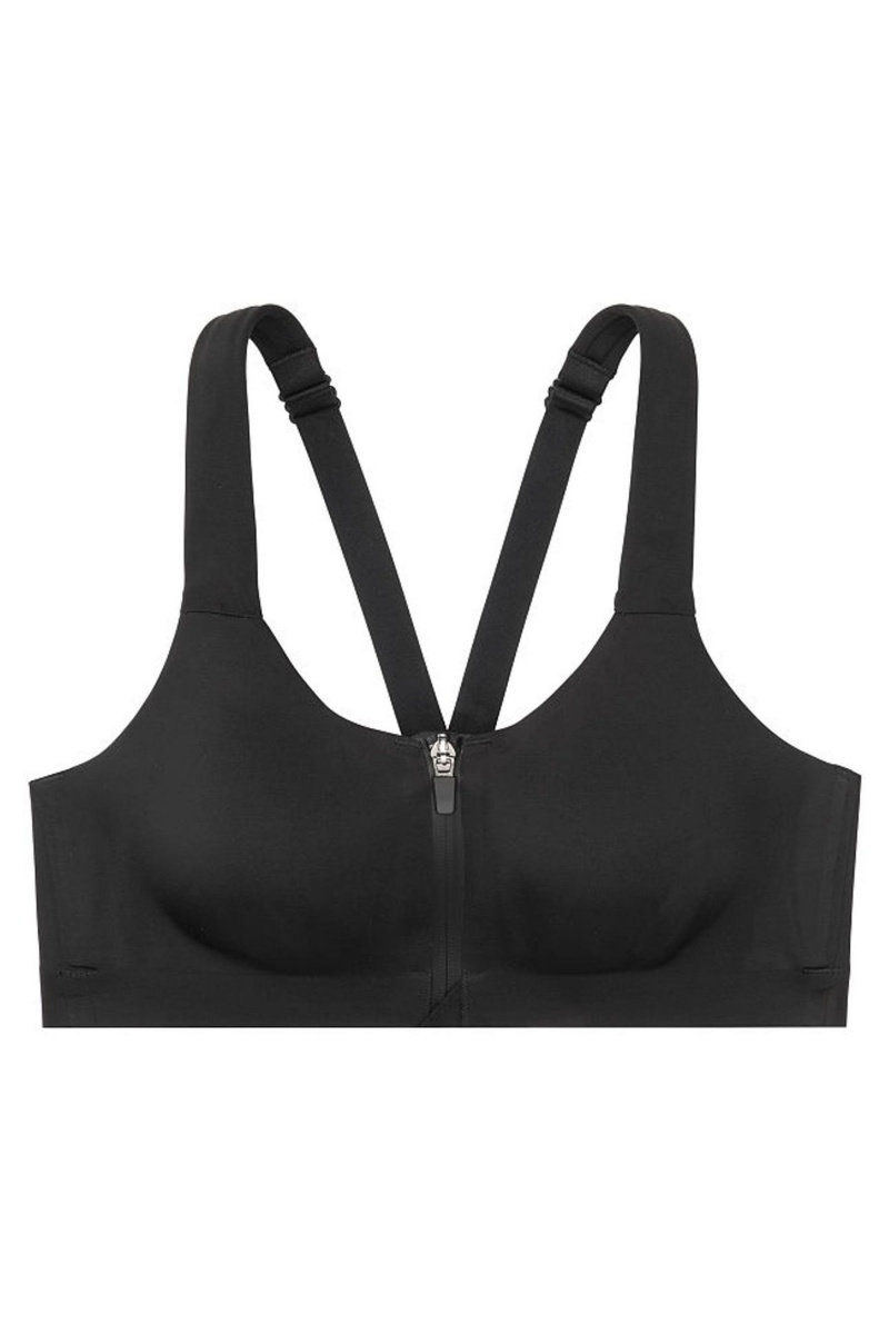 Victoria's Secret Knockout High Impact Racerback Zip Up Sports Bra Zwart | 46702-TSXY