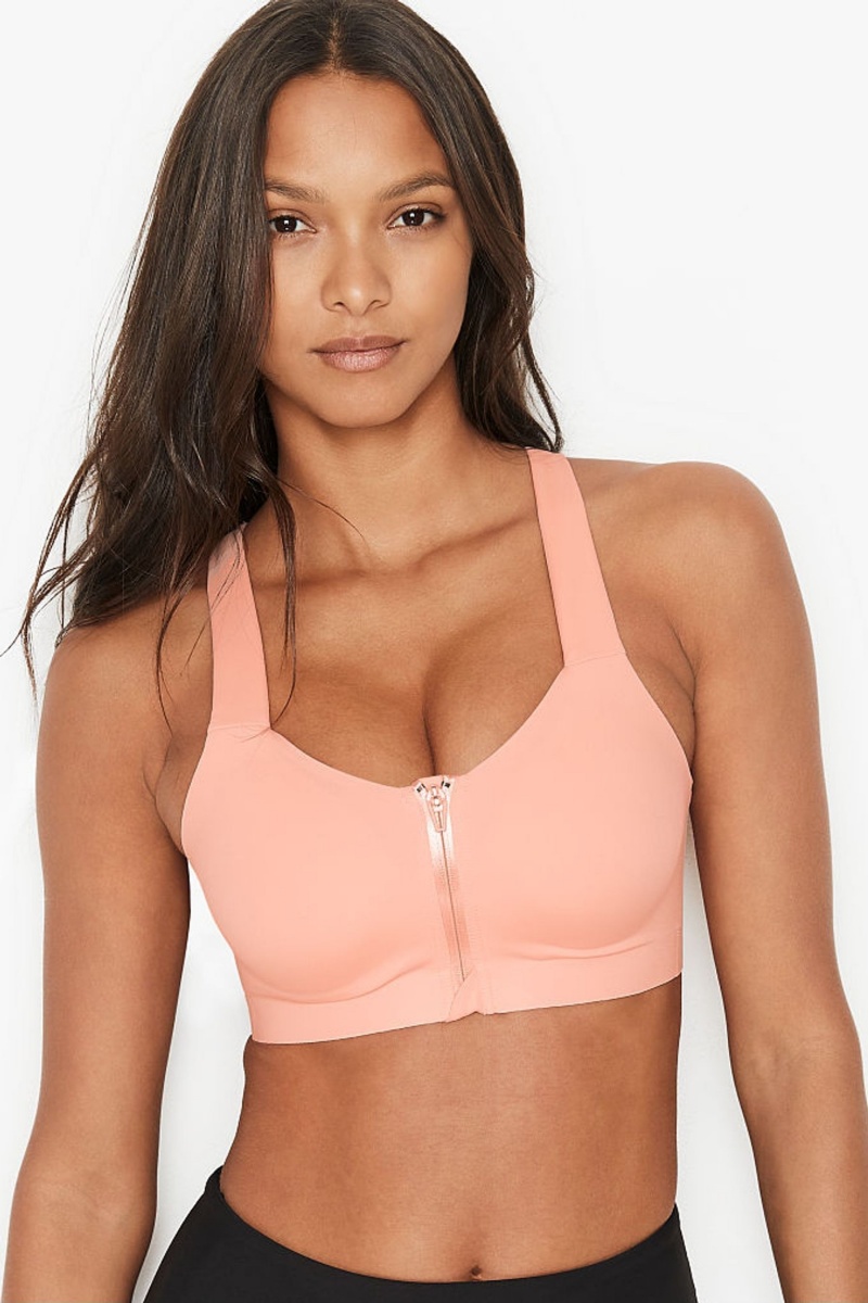 Victoria\'s Secret Knockout High Impact Racerback Zip Up Sports Bra Abrikoos Oranje | 42735-LPSF