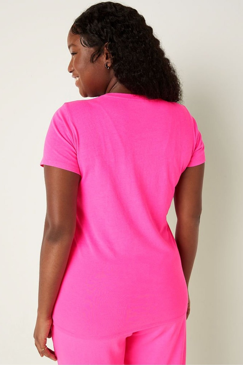 Victoria's Secret Logo Kort Sleeve T-Shirt Roze | 69721-KYSV