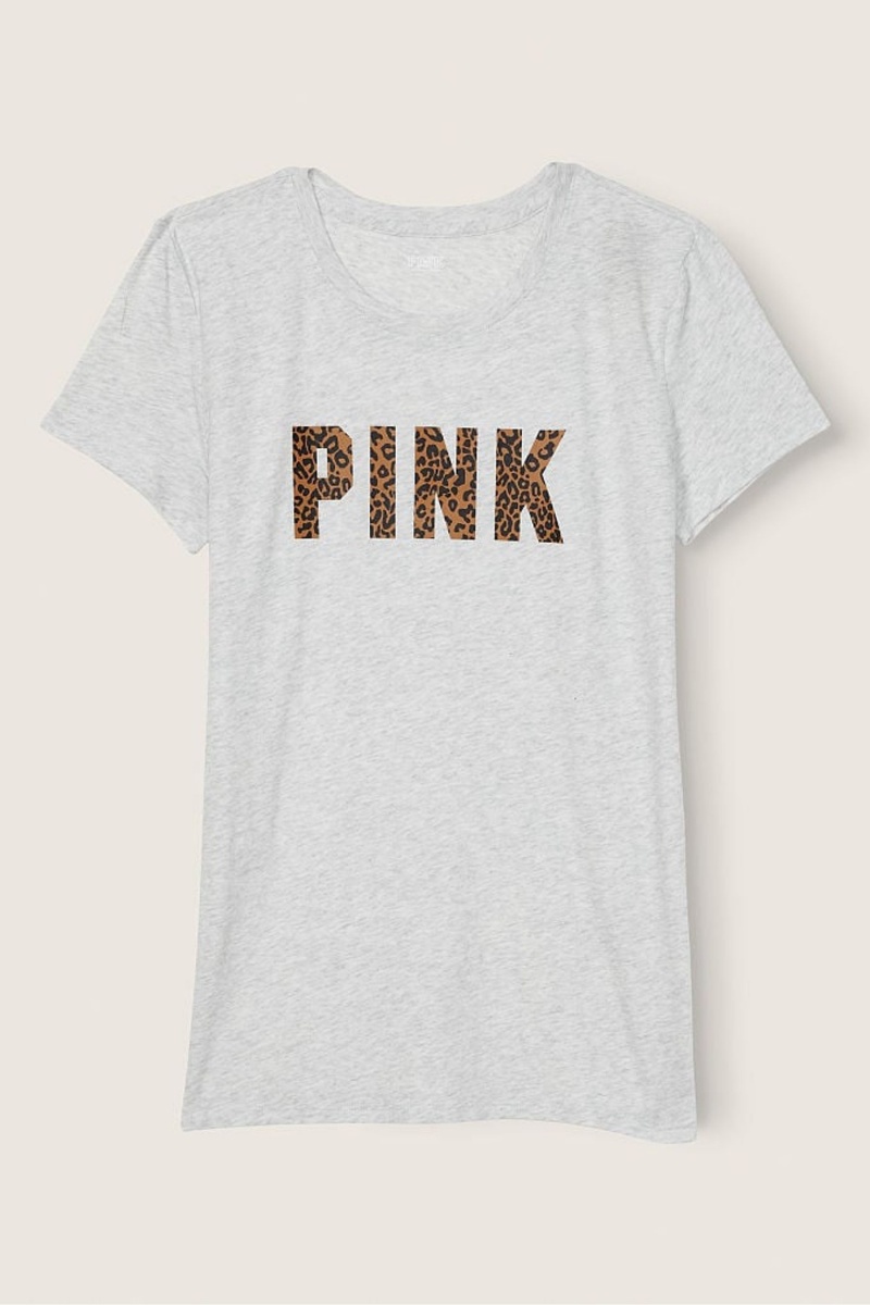 Victoria's Secret Logo Kort Sleeve T-Shirt Roze | 41680-NLQP