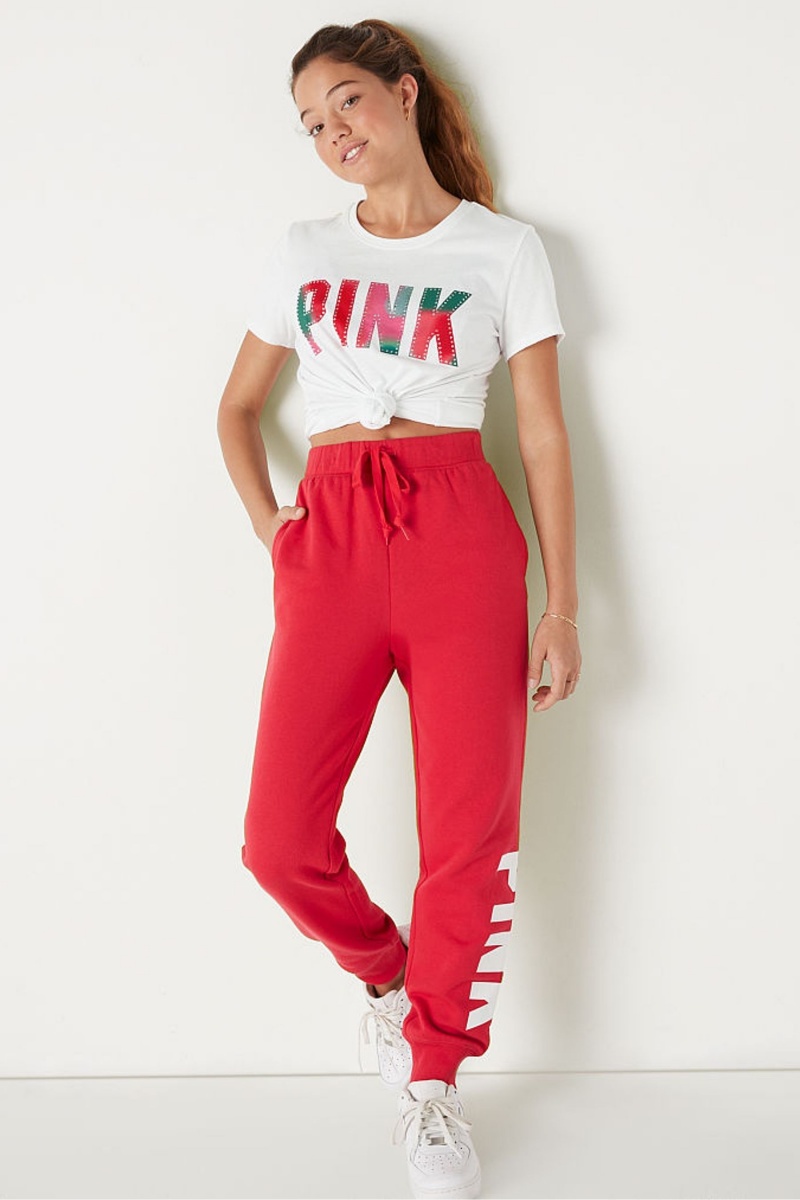 Victoria's Secret Logo Kort Sleeve T-Shirt Roze | 57620-JBTK