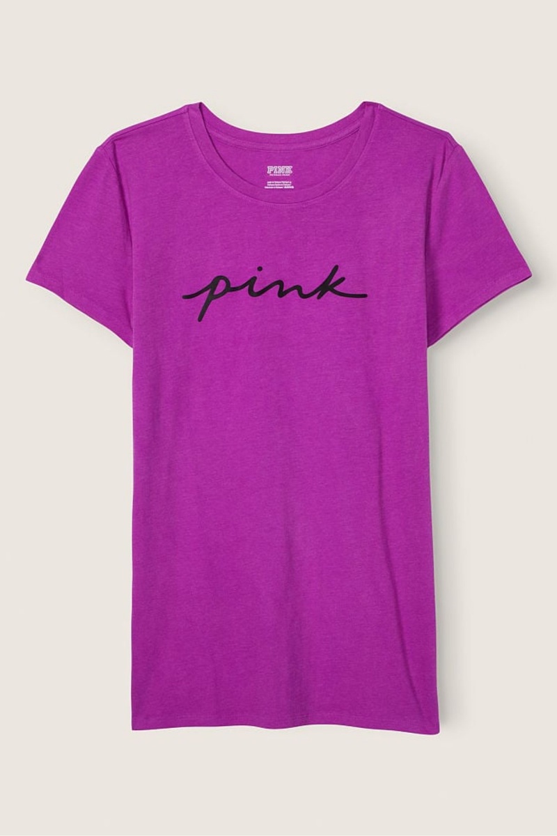 Victoria's Secret Logo Kort Sleeve T-Shirt Roze | 54203-FBVP