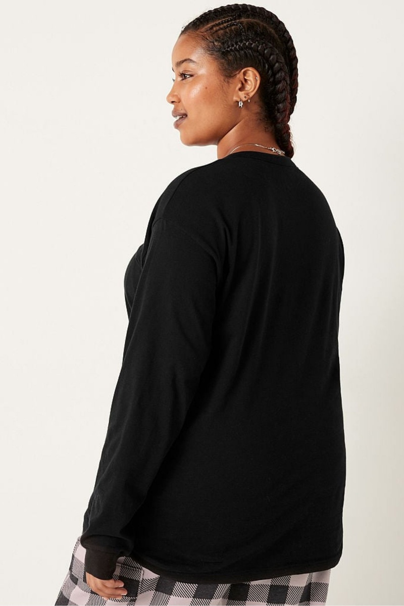 Victoria's Secret Long Sleeve T-Shirt Zwart | 10286-FYMB