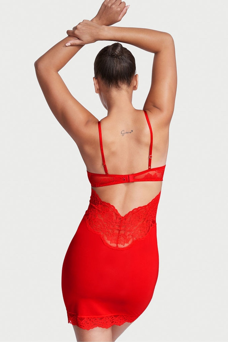 Victoria's Secret Modal Kanten Mini Slip Rood | 30687-GWHX