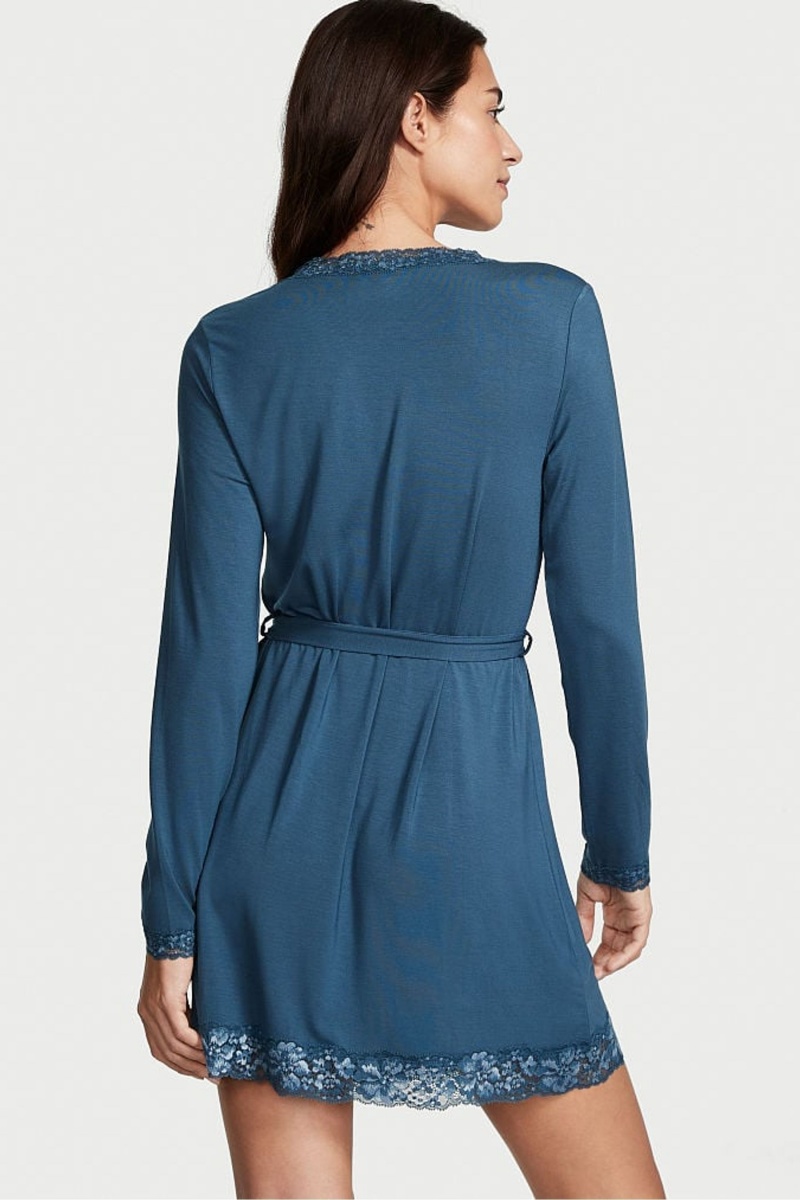 Victoria's Secret Modal Kanten Trim Robe Blauw | 38514-YUTL