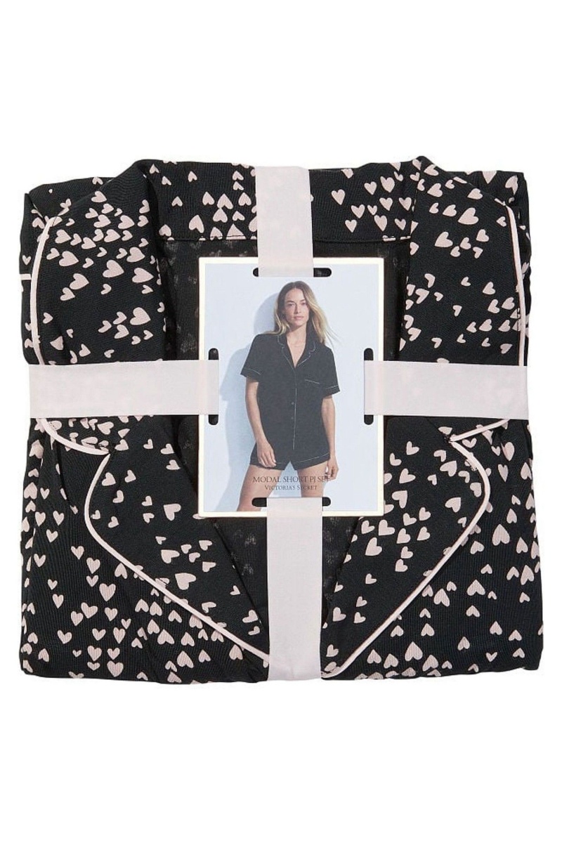 Victoria's Secret Modal Pyjama Kort Pyjamas Set Zwart | 41950-DXIB