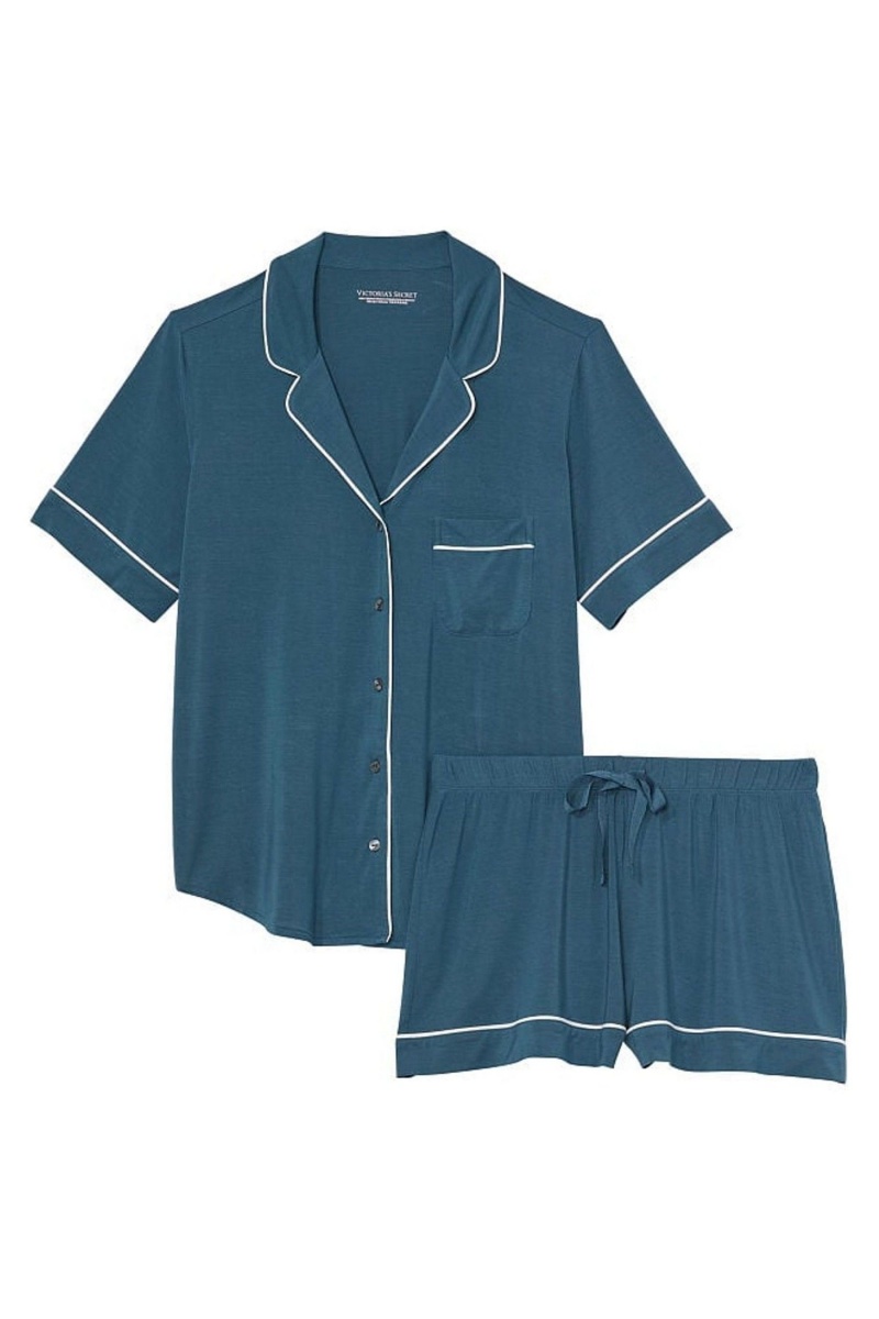 Victoria's Secret Modal Pyjama Kort Pyjamas Set Blauw | 42791-AGES