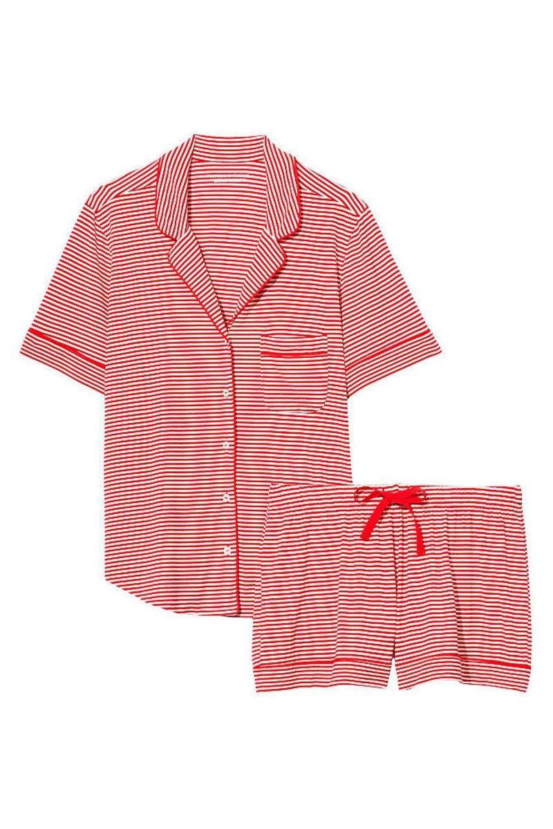 Victoria's Secret Modal Pyjama Kort Pyjamas Set Rood | 06593-EIPW