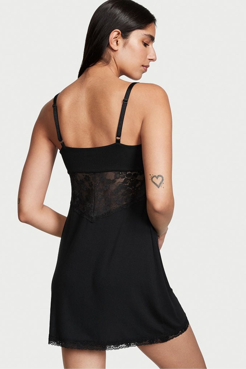 Victoria's Secret Modal Slip Jurken Zwart | 75829-SHNP