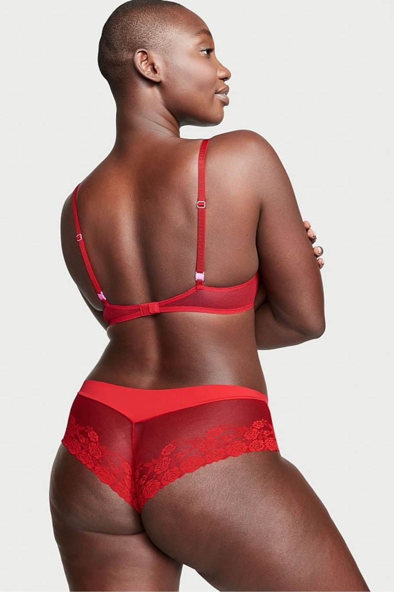 Victoria's Secret No-Show Kanten No Show Cheeky Knickers Rood | 41735-STDA