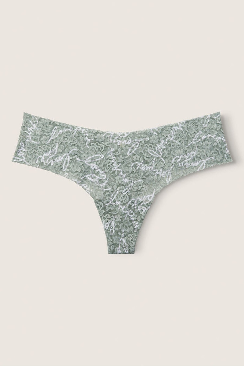 Victoria\'s Secret No Show String Kanten Knickers Blauw | 14093-ELKX