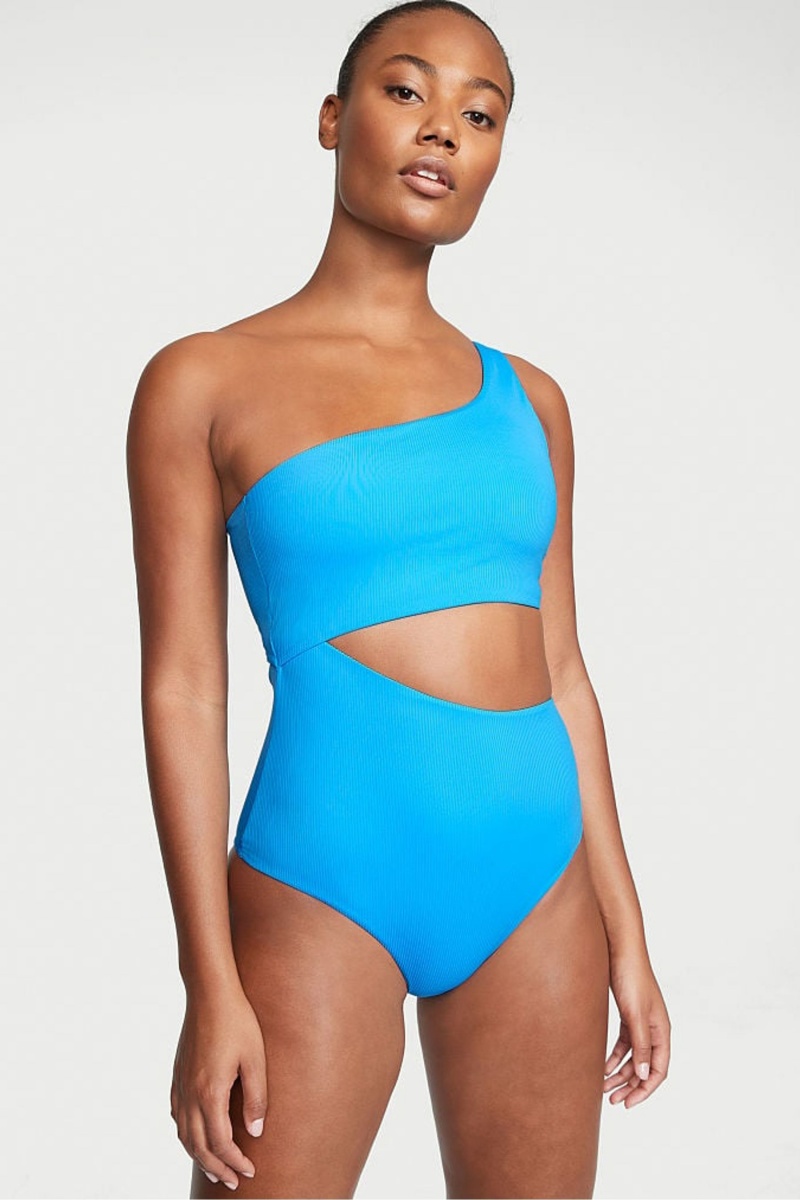 Victoria\'s Secret One Shoulder Swimsuit Blauw | 16302-VPHX