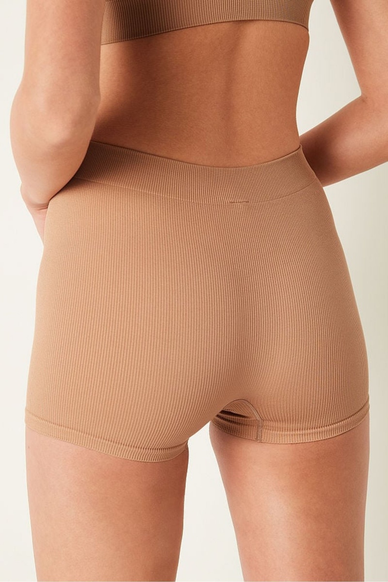 Victoria's Secret Period Pants High Taille Rib Seamless Boxer Brief Iced Mocha Nude | 26934-JENP