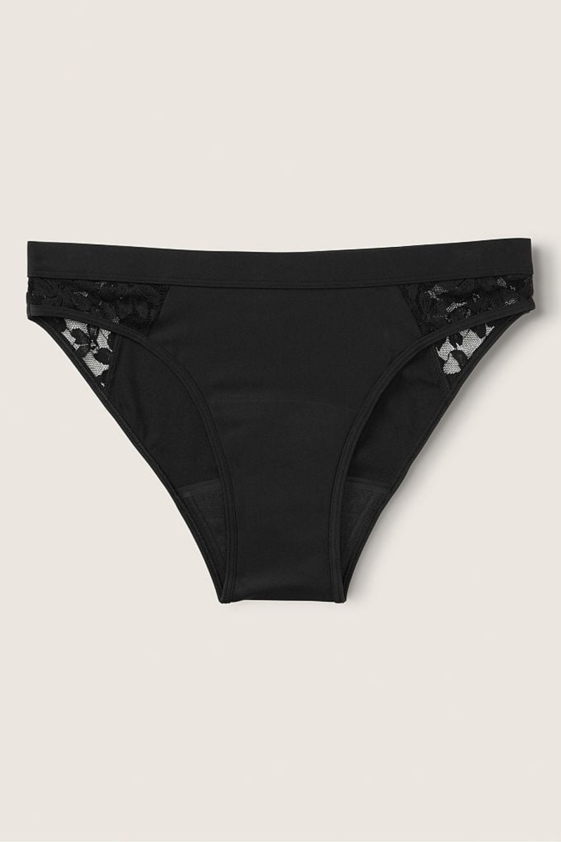 Victoria\'s Secret Period Pants Kanten Period Bikini Knicker Zwart | 47235-NLKZ