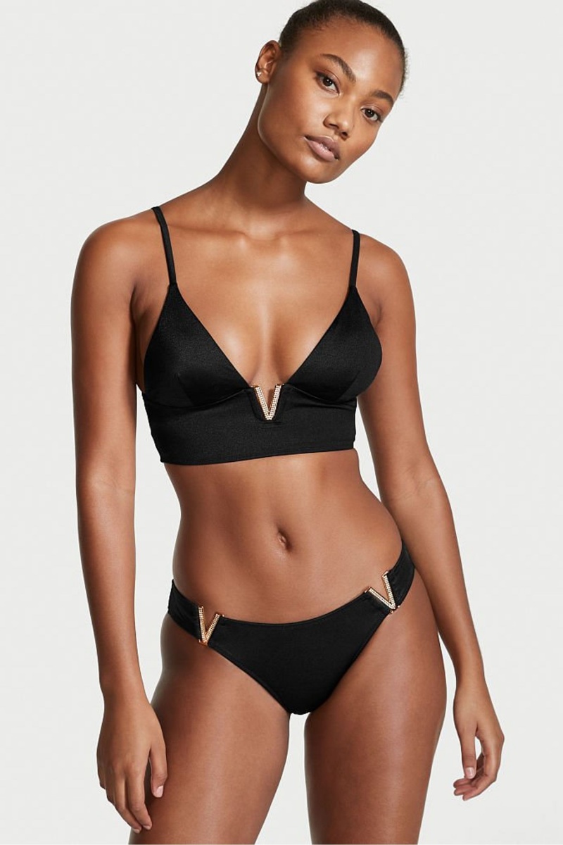 Victoria\'s Secret Plunge Triangle Bikini Top Zwart | 25364-TFPE