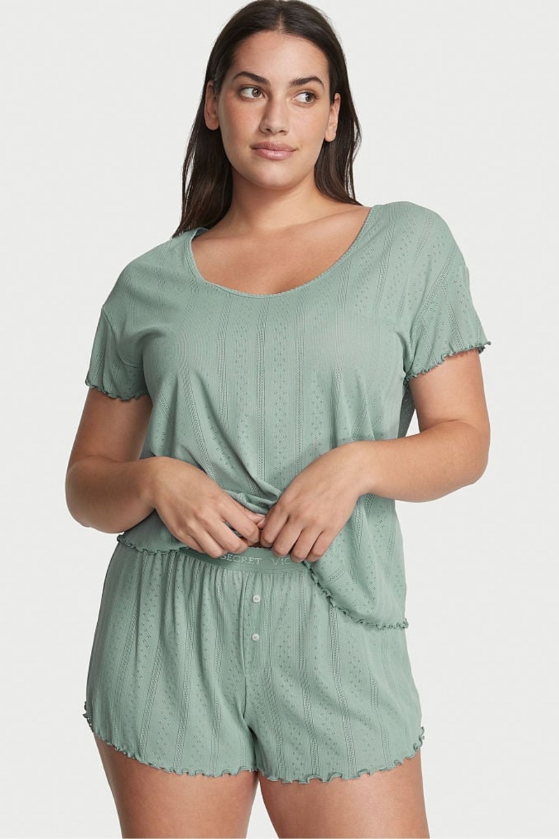 Victoria\'s Secret Pointelle Kort Pyjama Set Groen | 28579-FQWP