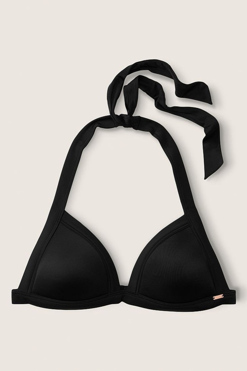 Victoria\'s Secret Push Up Triangle Halterneck Bikini Top Donkergrijs | 30294-QWSI