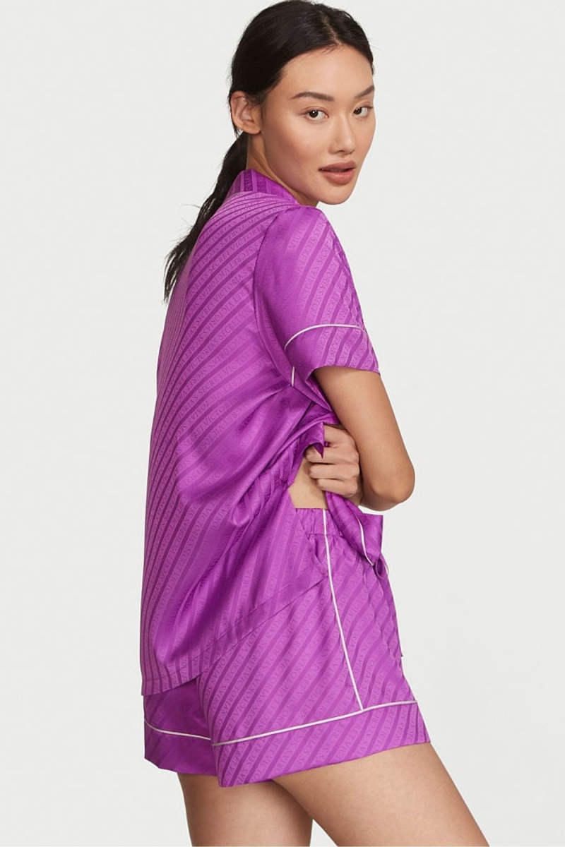 Victoria's Secret Satin Kort Pyjamas Paars | 20498-PXTJ